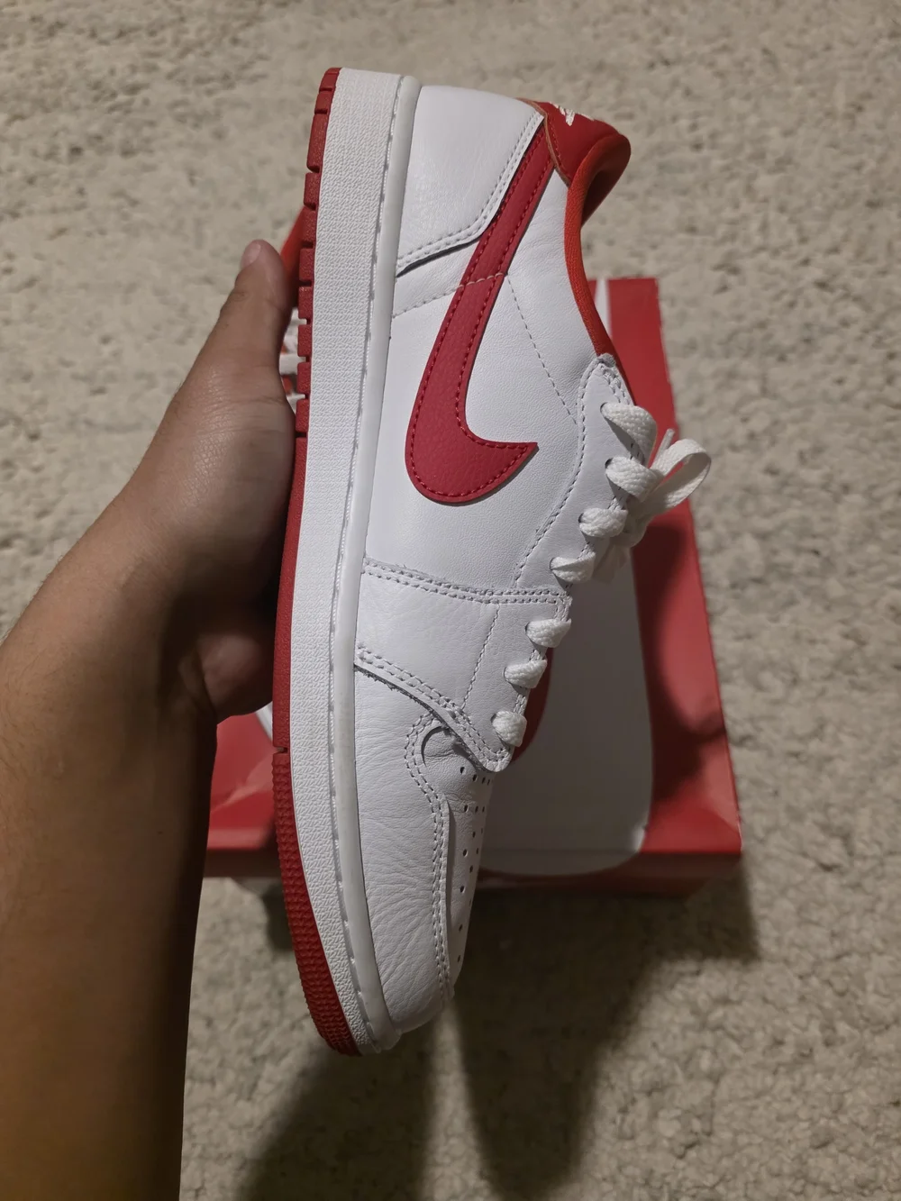 Jordan Men’s White and Red Low-Top Sneakers